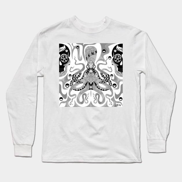 death squid the kraken art of sea in ecopop Long Sleeve T-Shirt by jorge_lebeau